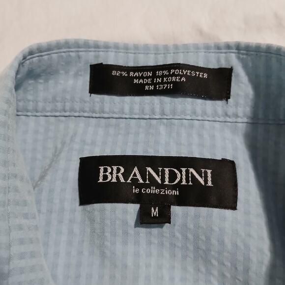 Brandini Men's Medium Powder Blue HSort-Sleeved Button-Up Shirt Seersucker - Picture 2 of 14